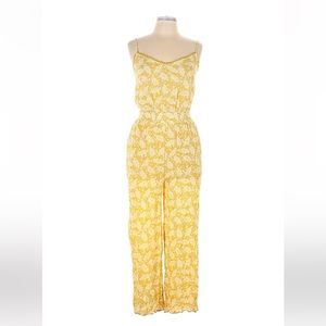 LOFT Spaghetti strap sleeveless jumpsuit in floral yellow-Size L